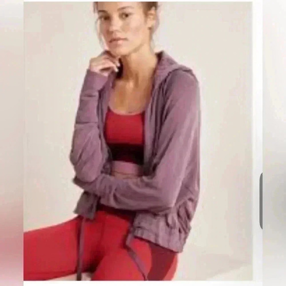 Free People Movement Trekking Out Full Zip Hoodie Sweatshirt, Mauve Pink - M - Picture 2 of 16